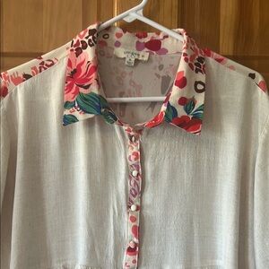 Umgee Cream and Floral 3/4 Sleeve Blouse